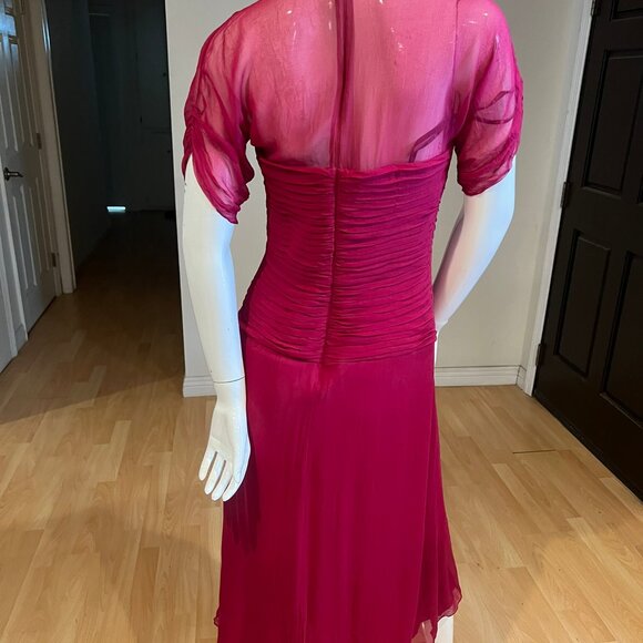 $388 TADASHI SHOJI COLLECTION SILK PLEATED DRESS SIZE 8 - Picture 4 of 5
